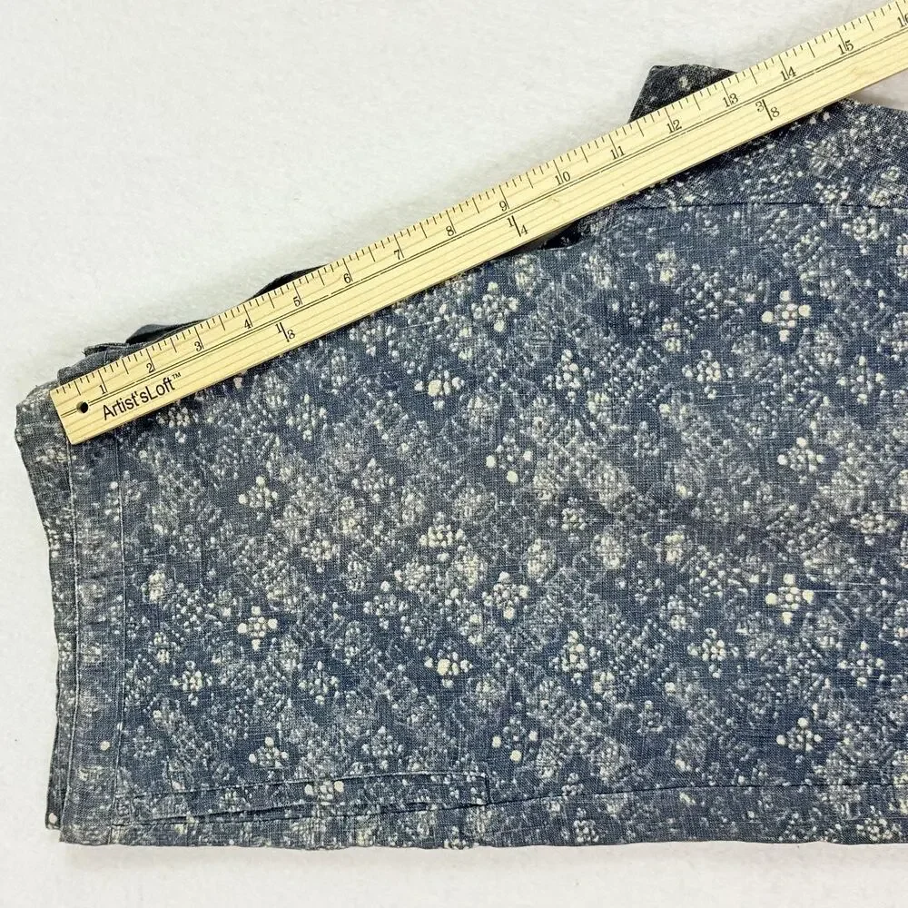 Banana Republic Linen Pants M Blue Floral Boho Print Cropped Drawstring India